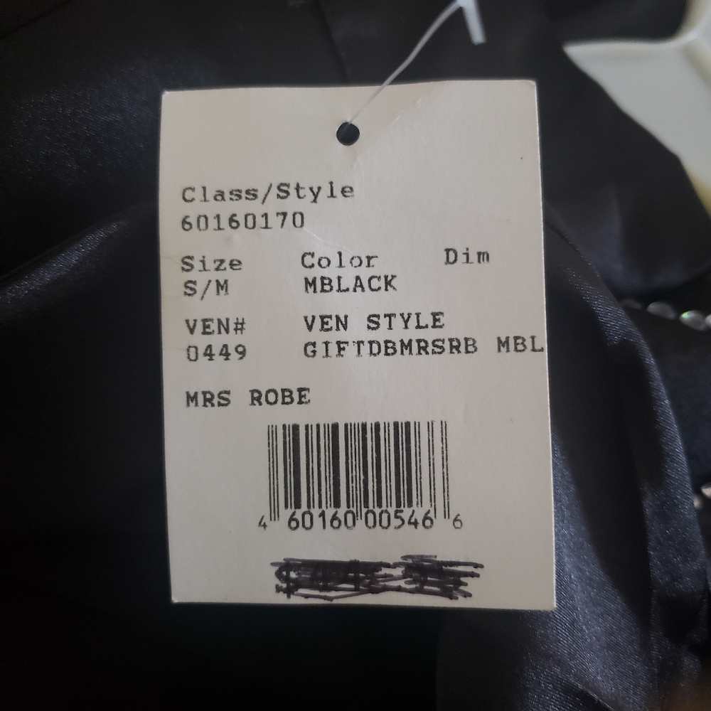 Mrs. Rhinestone Black Satin Robe - Picture 4 of 7